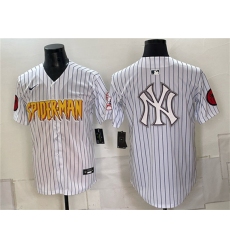 Mens New York Yankees X Spider-Man Team Big Logo White Limited Stitched Baseball Jersey
