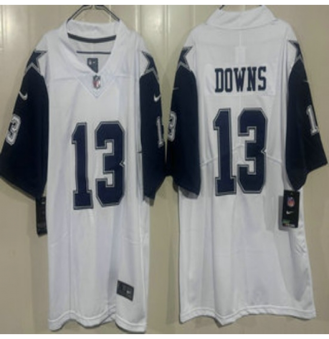 Men's Dallas Cowboys #13 Caleb Downs White Throwback Vapor Jersey