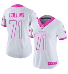 Women's Nike Dallas Cowboys #71 La'el Collins Limited White/Pink Rush Fashion NFL Jersey
