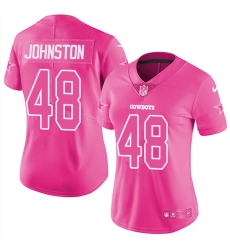 Women's Nike Dallas Cowboys #48 Daryl Johnston Limited Pink Rush Fashion NFL Jersey