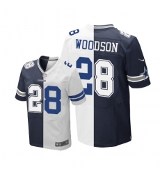 Men's Nike Dallas Cowboys #28 Darren Woodson Elite Navy Blue/White Split Fashion NFL Jersey