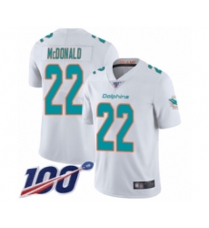 Men's Miami Dolphins #22 T.J. McDonald White Vapor Untouchable Limited Player 100th Season Football Jersey