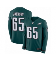 Men's Nike Philadelphia Eagles #65 Lane Johnson Limited Green Therma Long Sleeve NFL Jersey