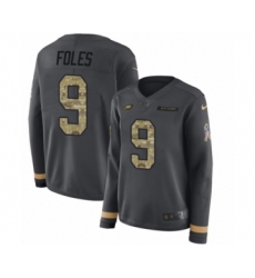 Women's Nike Philadelphia Eagles #9 Nick Foles Limited Black Salute to Service Therma Long Sleeve NFL Jersey