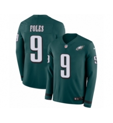 Youth Nike Philadelphia Eagles #9 Nick Foles Limited Green Therma Long Sleeve NFL Jersey