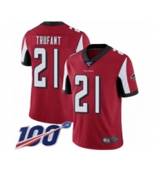 Men's Atlanta Falcons #21 Desmond Trufant Red Team Color Vapor Untouchable Limited Player 100th Season Football Jersey