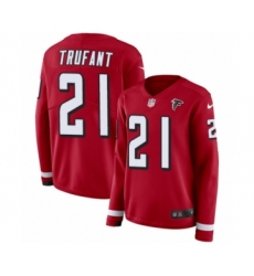 Women's Nike Atlanta Falcons #21 Desmond Trufant Limited Red Therma Long Sleeve NFL Jersey