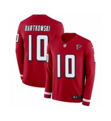 Men's Nike Atlanta Falcons #10 Steve Bartkowski Limited Red Therma Long Sleeve NFL Jersey