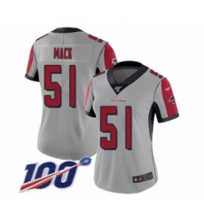 Women's Atlanta Falcons #51 Alex Mack Limited Silver Inverted Legend 100th Season Football Jersey