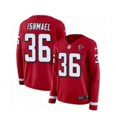 Women's Nike Atlanta Falcons #36 Kemal Ishmael Limited Red Therma Long Sleeve NFL Jersey