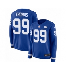 Women's Nike New York Giants #99 Robert Thomas Limited Royal Blue Therma Long Sleeve NFL Jersey