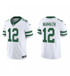 Men's Nike New York Jets #12 Joe Namath White 2023 F.U.S.E. Vapor Limited Throwback Stitched Football Jersey