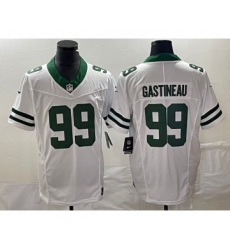 Men's Nike New York Jets #99 Mark Gastineau White 2023 F.U.S.E. Vapor Limited Throwback Stitched Football Jersey