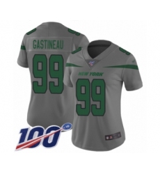 Women's New York Jets #99 Mark Gastineau Limited Gray Inverted Legend 100th Season Football Jersey