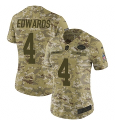 Women's Nike New York Jets #4 Lac Edwards Limited Camo 2018 Salute to Service NFL Jersey