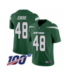 Men's New York Jets #48 Jordan Jenkins Green Team Color Vapor Untouchable Limited Player 100th Season Football Jersey