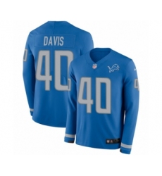Men's Nike Detroit Lions #40 Jarrad Davis Limited Blue Therma Long Sleeve NFL Jersey