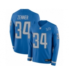 Men's Nike Detroit Lions #34 Zach Zenner Limited Blue Therma Long Sleeve NFL Jersey