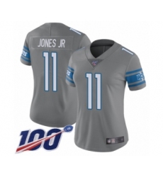 Women's Detroit Lions #11 Marvin Jones Jr Limited Steel Rush Vapor Untouchable 100th Season Football Jersey