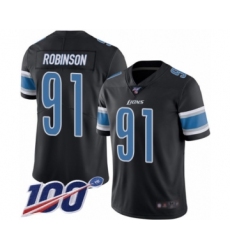 Men's Detroit Lions #91 A'Shawn Robinson Limited Black Rush Vapor Untouchable 100th Season Football Jersey