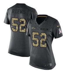 Women's Nike Baltimore Ravens #52 Ray Lewis Limited Black 2016 Salute to Service NFL Jersey