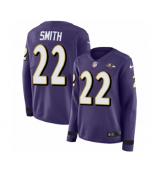 Women's Nike Baltimore Ravens #22 Jimmy Smith Limited Purple Therma Long Sleeve NFL Jersey