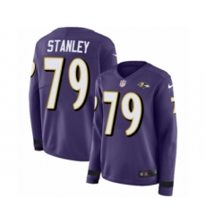 Women's Nike Baltimore Ravens #79 Ronnie Stanley Limited Purple Therma Long Sleeve NFL Jersey