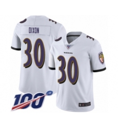 Men's Baltimore Ravens #30 Kenneth Dixon White Vapor Untouchable Limited Player 100th Season Football Jersey