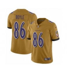 Women's Baltimore Ravens #86 Nick Boyle Limited Gold Inverted Legend Football Jersey