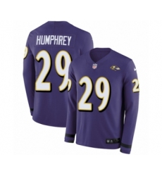 Men's Nike Baltimore Ravens #29 Marlon Humphrey Limited Purple Therma Long Sleeve NFL Jersey