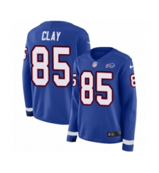 Women's Nike Buffalo Bills #85 Charles Clay Limited Royal Blue Therma Long Sleeve NFL Jersey