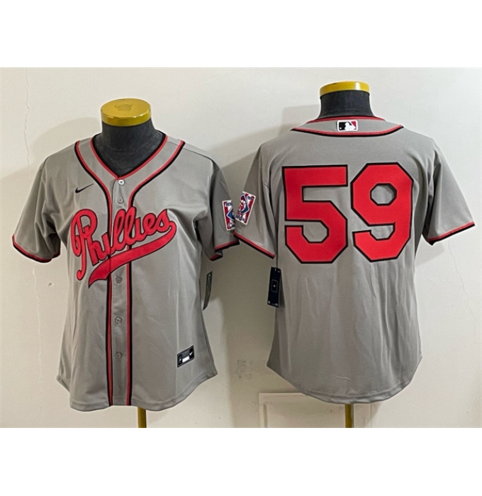 Women's Philadelphia Phillies #59 Jhoan Duran Gray 2026 Field of Dreams Stadium Stitched Baseball Jersey(Run Small)