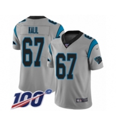 Men's Carolina Panthers #67 Ryan Kalil Silver Inverted Legend Limited 100th Season Football Jersey