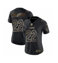 Women's Carolina Panthers #22 Christian McCaffrey Black Gold Vapor Untouchable Limited Football Jersey