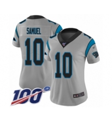 Women's Carolina Panthers #10 Curtis Samuel Silver Inverted Legend Limited 100th Season Football Jersey