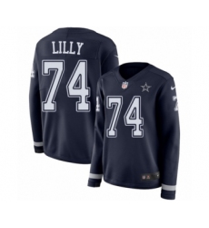 Women's Nike Dallas Cowboys #74 Bob Lilly Limited Navy Blue Therma Long Sleeve NFL Jersey
