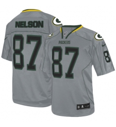 Men's Nike Green Bay Packers #87 Jordy Nelson Elite Lights Out Grey NFL Jersey