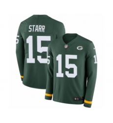 Men's Nike Green Bay Packers #15 Bart Starr Limited Green Therma Long Sleeve NFL Jersey