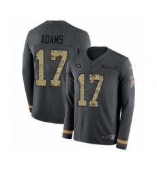 Youth Nike Green Bay Packers #17 Davante Adams Limited Black Salute to Service Therma Long Sleeve NFL Jersey