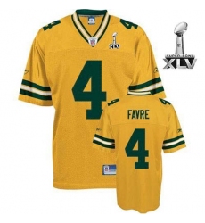 Reebok Green Bay Packers #4 Brett Favre Yellow 2011 Super Bowl XLV Replica Throwback NFL Jersey