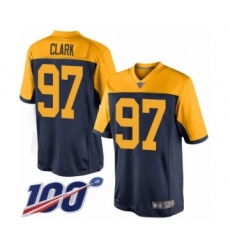 Men's Green Bay Packers #97 Kenny Clark Limited Navy Blue Alternate 100th Season Football Jersey