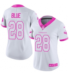 Women's Nike Houston Texans #28 Alfred Blue Limited White/Pink Rush Fashion NFL Jersey