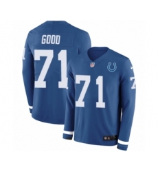 Men's Nike Indianapolis Colts #71 Denzelle Good Limited Blue Therma Long Sleeve NFL Jersey