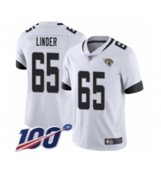 Men's Jacksonville Jaguars #65 Brandon Linder White Vapor Untouchable Limited Player 100th Season Football Jersey