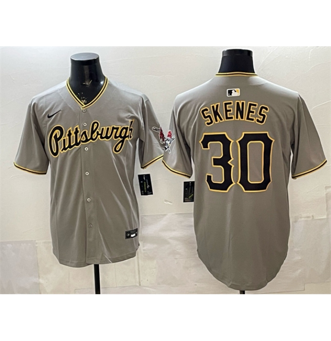 Men's Pittsburgh Pirates #30 Paul Skenes Gray Limited Stitched Baseball Jersey